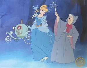 DISNEY CINDERELLA FAIRY GODMOTHER Sericel Animation Art Serigraph Cel 11" x 14" - Picture 1 of 6