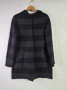 CÁRDIGAN/CHAQUETA A PRESIÓN A RAYAS NEGRAS CARBÓN LANA MERINO EILEEN FISHER TALLA XXS - Imagen 1 de 14