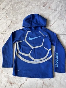 Nike Boys Dri-fit Hooded Blue Thermal Sweatshirt Toddlers XS 3/4T - Picture 1 of 8