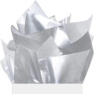 60 Sheets 26X20In Metallic Silver Foil Gift Tissue Paper Bulk, Recyclable Durabl - Picture 1 of 9