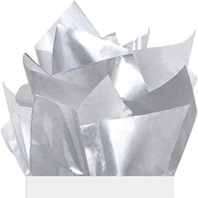60 Sheets 26X20In Metallic Silver Foil Gift Tissue Paper Bulk, Recyclable Durabl - Image 1 of 4