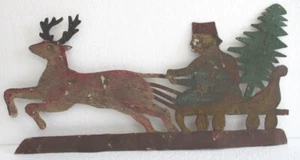 X MAS TREE REINDEER WEATHER VANE WEATHERVANE CUTOUT ORIGINAL PAINT - Picture 1 of 9