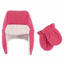 Hudson Baby Infant Trapper Hat and Mitten Set, Dark Pink