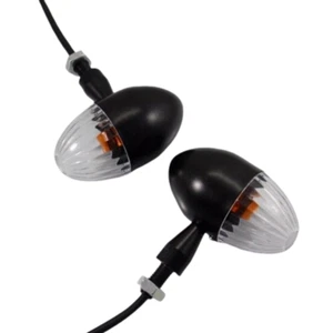 Black Motorbike Bullet Turn Signal For Harley Dyna XL 883 1200 Cruiser Cafe - Picture 1 of 9