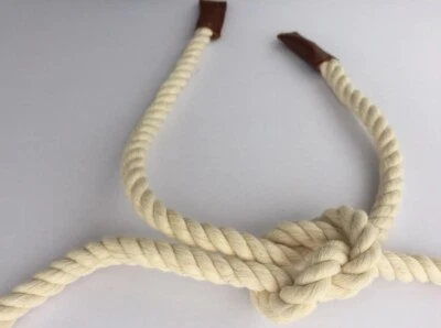 Ecru Twisted Rope Belt with leather detail, Nautical women belt 180 cm length - Image 1 of 4