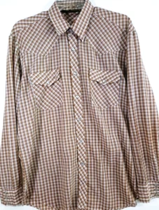 Umerco California-Camisa a Presión Perla Occidental Manga Larga De Colección Para Hombres-Grande-Marrón - Imagen 1 de 7