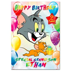 b476; Tolle personalisierte Geburtstagskarte *beliebiger Name Alter Text* Tom&Jerry - Bild 1 von 10
