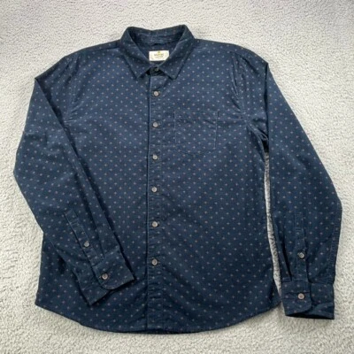 Marine Layer Printed Corduroy Shirt Men Small Navy Blue All Over Print - Image 1 of 4