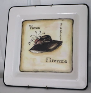 Brummel Ceramic 10" Square Collector Plate w. Wall Hanger Made in Italy Vienna - Picture 1 of 5