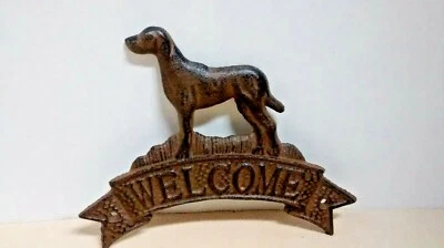 Cast Iron WELCOME  DOG PLAQUE sign Rustic Ranch Wall  Decor  - Image 1 of 2
