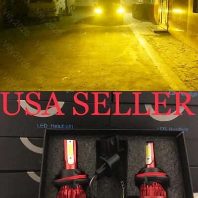 YELLOW H13 Led Headlight conversion Light Bulbs 9008 Fit Jeep wrangler 2015-2025 - Image 1 of 4