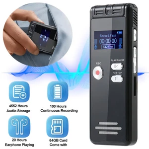 Digital Diktiergerät Mini Tragbar Aufnahmegerät Audio Ton Sprachrekorder 64 GB - Bild 1 von 19
