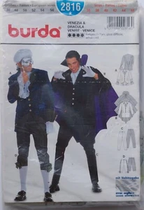 Burda 2816 Sewing Pattern Men's Dracula Vampire Costume 18th Century Sz 36-46 - Picture 1 of 2