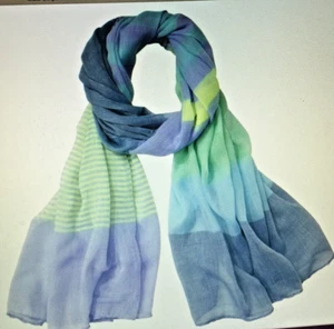 Bufanda para mujer a rayas verde aguamarina, impresionante combinación de colores - Imagen 1 de 3