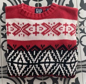 VTG 80s Gap Multi Color Ski Skiing Crewneck 1980s Sweater Size Large - Picture 1 of 7