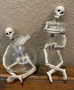 Bethany Lowe Halloween Trank Skelly Skelett Ornamente - 2er Set - selten - nicht mehr produziert - Bild 1 von 12