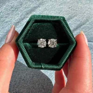 IGI Certified Diamond Stud Earrings 3 Carat Lab Grown Solitaire D VS1 14k Gold - Picture 1 of 11