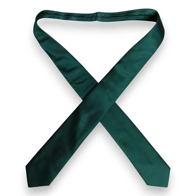 DOLCE & GABBANA Tie Green Solid 100% Cotton Adjustable Necktie Accessory 220usd - Image 1 of 4