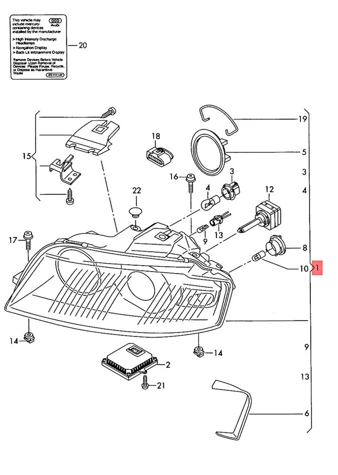 Faro AUDI genuino para luz de esquina izquierda 8P0941029S Foto 1 de 1