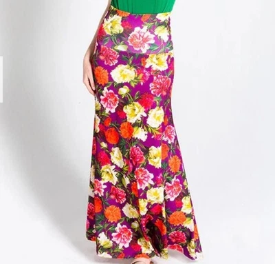 NUEVO CON ETIQUETAS Maxi Falda LuLaRoe L Púrpura Dalia Floral Elastizada Cintura Alta Modesta Nueva Foto 1 de 4