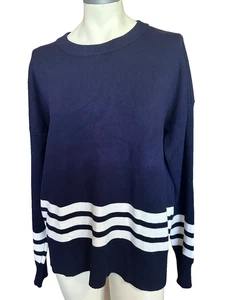 Maglione donna Cyrus blu navy/bianco a righe manica lunga taglia XL - Foto 1 di 5