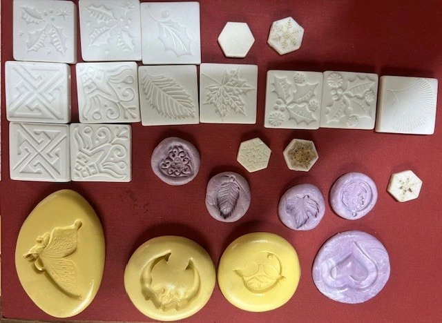 ART CLAY MOLDS, SILICONE AND BISQUE CLAY, LOT OF 25 - Image 1 of 1