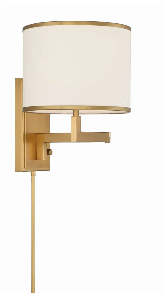 Lámpara de pared Crystorama Madison 13" de latón envejecido alto brazo oscilante Foto 1 de 1