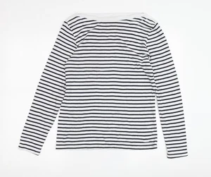 Top para mujer Cotton Traders blanco a rayas cuello barco - Imagen 1 de 12