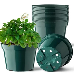 8 Inch Plastic Plant Pots, 15 Pack Sturdy Nursery Pots with Drainage Holes, F... - Picture 1 of 7