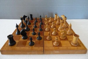 Russian Wooden Chess Vintage 1960s Soviet Set Folding Board 40х40 cm #48 - Picture 1 of 13