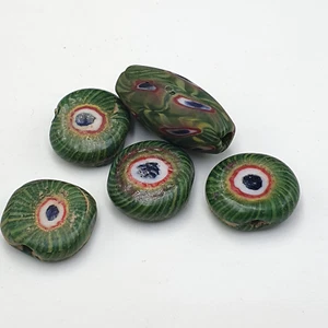 Vintage Venetian Style Gabri Eyes Glass Beads Lot of 5 - Picture 1 of 19