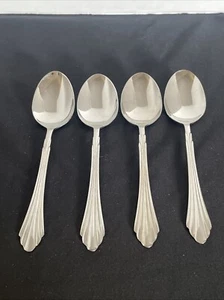 4-Retroneu BARRINGTON Glossy Stainless KOREA Flatware PLACE/SOUP SPOONS 7" - Picture 1 of 12