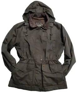 VTG Pacific Trail Sz M Fleece Lined Chore Jacket Hooded Parka Pkts Dk Green Coat - Picture 1 of 18