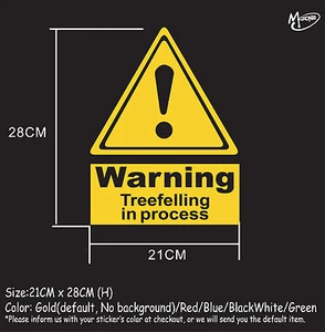 Treefelling in process warning sign stickers reflective countryside farm decals - Picture 1 of 2