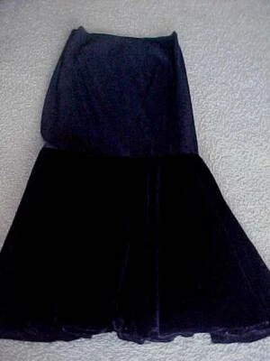 Vintage Long Black Velvet Very Full Circular Slip Top Skirt ~ Vasserette Sml. - Image 1 of 4
