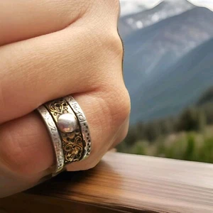 VINTAGE RING THE ALCHEMY CARTA 1996- PEWTER/BRASS ROMAN/MEDIEVAL RING-SIZE 6.5 - Picture 1 of 17