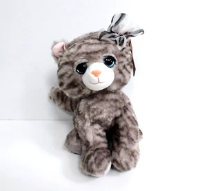 The Petting Zoo Gray Tabby Cat Plush Stuffed Animal 10" with Bow NWT - Picture 1 of 4