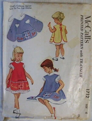 MCCALLS Vintage 50s Sewing Pattern 1712 Child's Cobbler Apron Size 4 & Game - Image 1 of 2