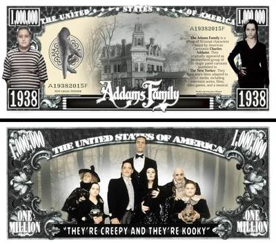 Addams Family Million Dollar Bill Play Funny Money Novelty Note + FREE SLEEVE - Image 1 of 4