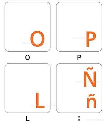 spanish latin american keyboard sticker orange letters - Image 1 of 4