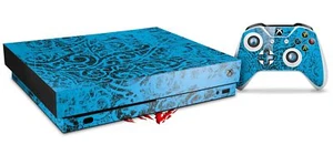 Skin for XBOX One X Console Controller Folder Doodles Blue Medium Decal - Picture 1 of 3