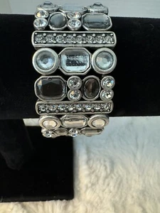 Lia Sophia Bling Statement Bracelet Gray/Clear Crystal & Rhinestones - Picture 1 of 4