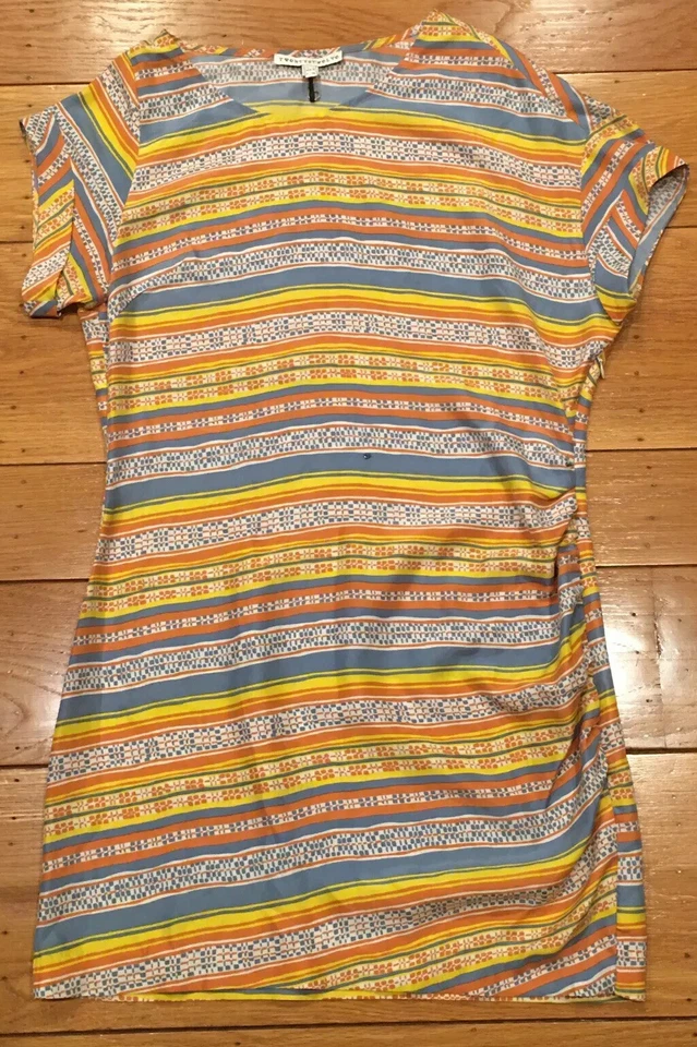 Vestido recto para mujer Twenty8Twelve by S.Miller 100 % seda geométrico a rayas talla 4 Foto 1 de 4