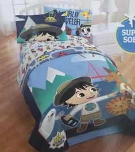 4 pc Ryan's World Tour Explorer Twin Comforter & Sheet Set NIP - Picture 1 of 12