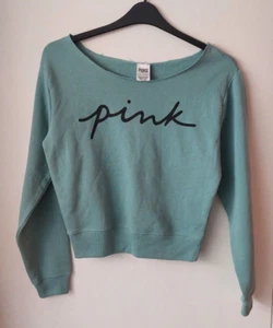 Victoria Secret Pink XS 60% Cotton Round Neck Jumper Green RRP £45.99 - Picture 1 of 7