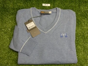 Kjus Womens Kicki V-Neck Pullover Golf Sweater NGLA Logo Blue 36 Small - Picture 1 of 2