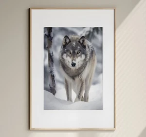 Yellowstone Wolf Photographic Art Print Wolf Painting Wall Art Poster - Picture 1 of 4