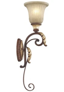 Livex Lighting 8581-63 Villa Verona Bronze Gold Leaf Accents Wall Sconce Light - Picture 1 of 6