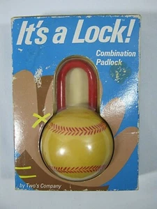 Vintage Baseball It's A LOCK Combination Padlock #1203 by Two's Company NEW - Picture 1 of 7