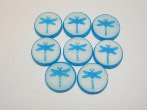 8 17mm Czech Glass White with Capri Blue Finish  Dragonfly Coin Beads - Picture 1 of 1